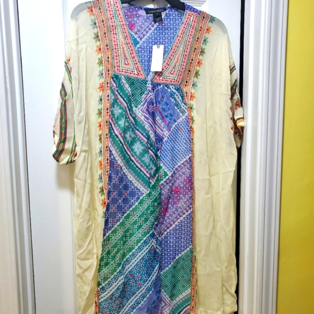 Anthropologie Multicolor Embroidered Swim Coverup
